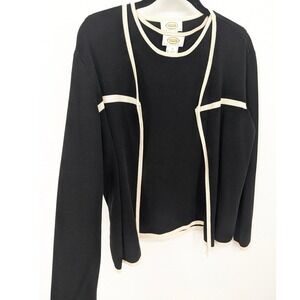 Talbots Vintage Silk Blend Sweater‎ Set Womens Petite Medium Black Two Piece